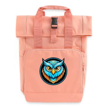 Eule Bunt Kawaii Cartoon Figur Clipart Haustier - Rolltop Rucksack mit zwei Griffen - Chintzrosa - Vorne