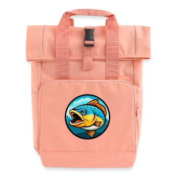 Lachs Bunte Kawaii Cartoon Figur Clipart - Rolltop Rucksack mit zwei Griffen - Chintzrosa - Vorne