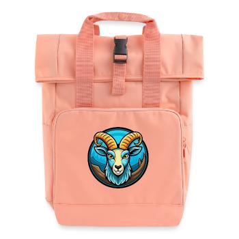 Steinbock Bunte Kawaii Cartoon Figur Clipart Haustier - Rolltop Rucksack mit zwei Griffen - Chintzrosa - Vorne
