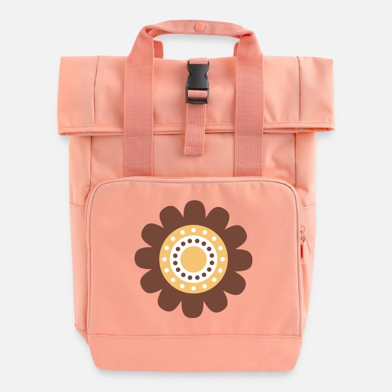 Süße braune Gänseblümchenblume - Rolltop Rucksack mit zwei Griffen - Chintzrosa