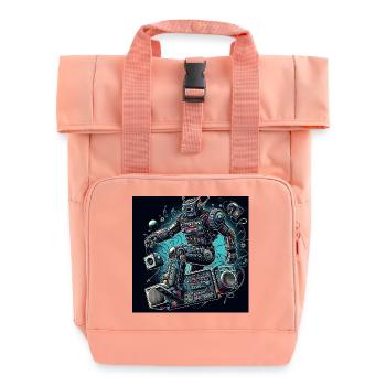 Analogo Vibes KI Roboter Kunst - Rolltop Rucksack mit zwei Griffen - Chintzrosa - Vorne