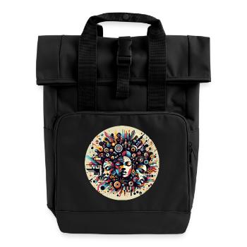 Chromatische Symphonie im Afro-Stil - Rolltop Rucksack mit zwei Griffen - Schwarz - Vorne