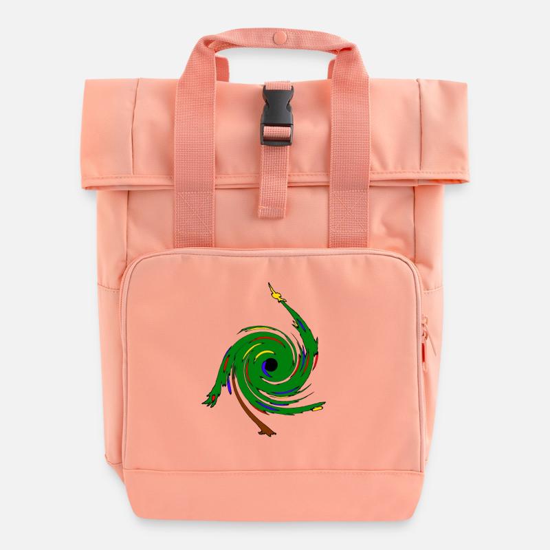 Black Holy Christmas - Roll Top Backpack with Two Handles - chintz rose