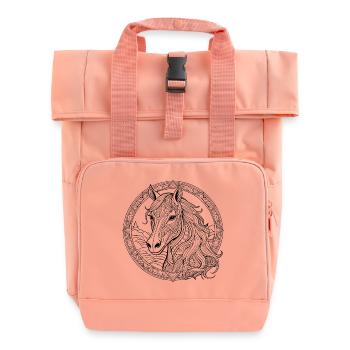 Majestätisches Mandala-Pferd - Rolltop Rucksack mit zwei Griffen - Chintzrosa - Vorne