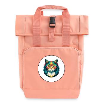 Britische Langhaarkatze Rasse Karikatur Kawaii Tier - Rolltop Rucksack mit zwei Griffen - Chintzrosa - Vorne