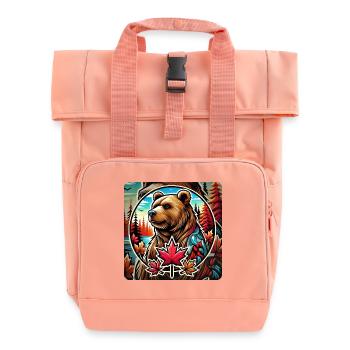 Kanada Bär Natur Design - Rolltop Rucksack mit zwei Griffen - Chintzrosa - Vorne