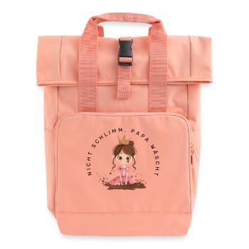 Nicht schlimm, Papa wäscht (Prinzessin) - Rolltop Rucksack mit zwei Griffen - Chintzrosa - Vorne