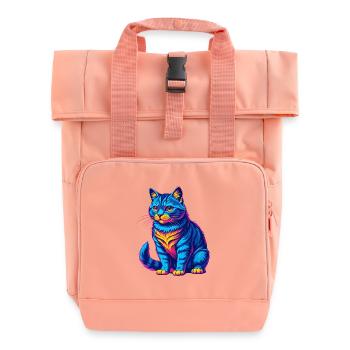 Domestic Cat Breed Cartoon Kawaii Animal Pet - Roll Top Backpack with Two Handles - chintz rose - Front