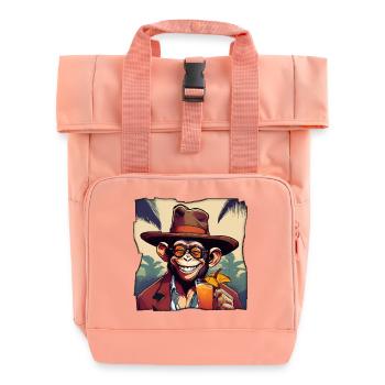 Monkey with cocktail! - Roll Top Backpack with Two Handles - chintz rose - Front