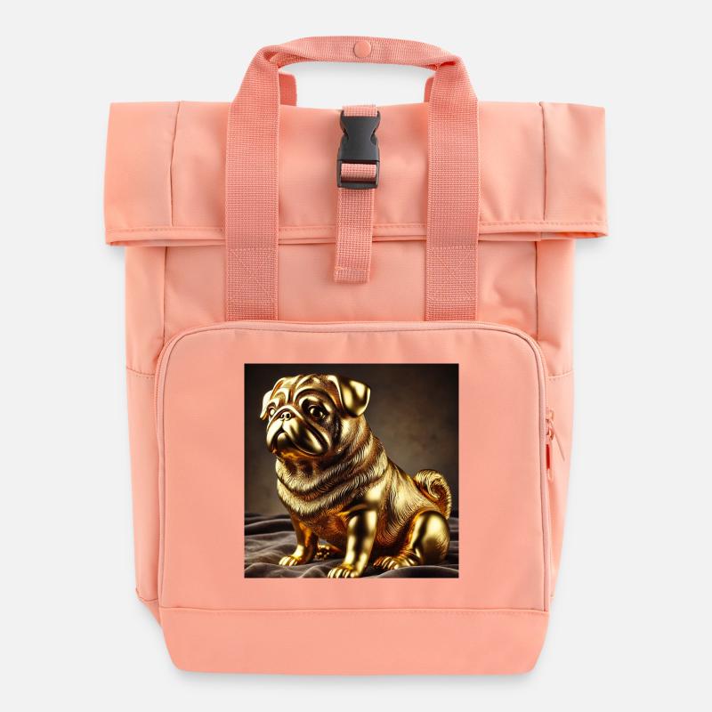 Sculpture de carlin d’or - Sac à dos Roll Top à deux anses - rose liberty