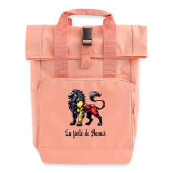 Namur lion flag design - Roll Top Backpack with Two Handles - chintz rose - Front