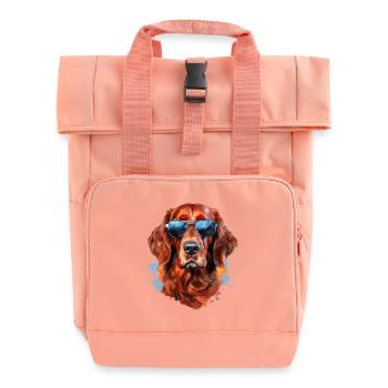Irish Setter mit Sonnebrille - Rolltop Rucksack mit zwei Griffen - Chintzrosa - Vorne