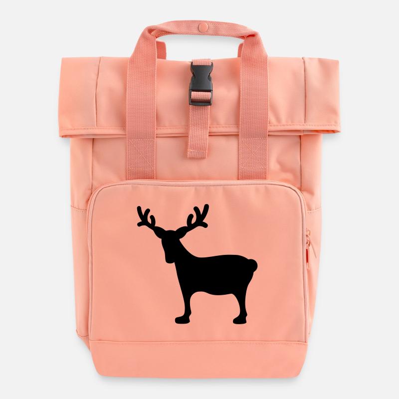 Reindeer Xmas3 - Roll Top Backpack with Two Handles - chintz rose
