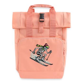 Skelett auf Skiern - Winterabenteuer mit Twist - Rolltop Rucksack mit zwei Griffen - Chintzrosa - Vorne