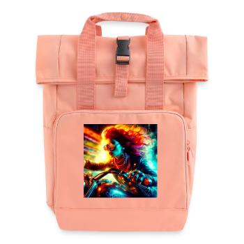 Cyberpunk Motorrad - Rolltop Rucksack mit zwei Griffen - Chintzrosa - Vorne