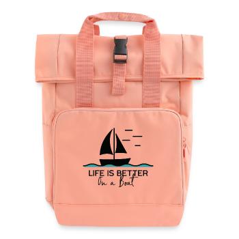 La vie est meilleure sur un bateau à voile dans un port de yacht - Sac à dos Roll Top à deux anses - rose liberty - Devant