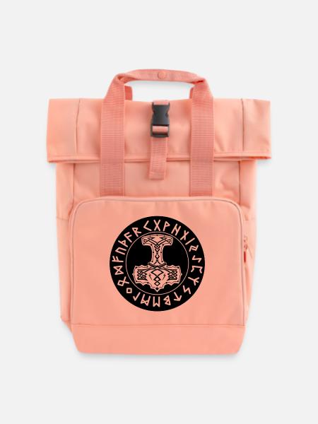 Hammer der Thor-Runen - Rolltop Rucksack mit zwei Griffen - Chintzrosa