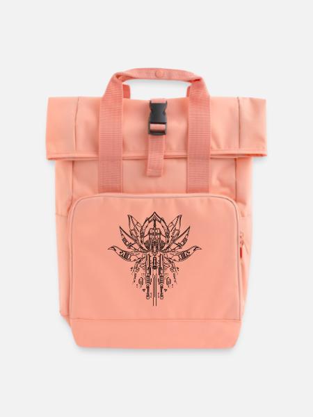 Mystica Black - Rolltop Rucksack mit zwei Griffen - Chintzrosa