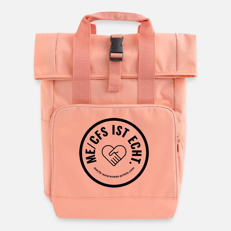 ME/CFS IST ECHT 🖤 rund - Rolltop Rucksack mit zwei Griffen - Chintzrosa