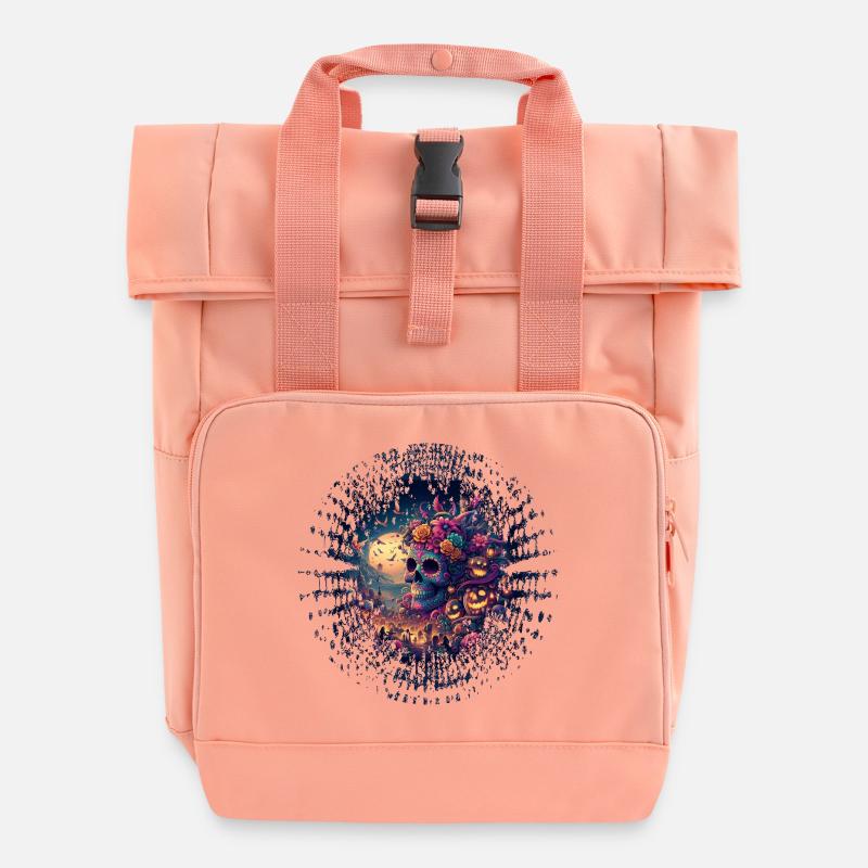 Día de los Muertos - Roll Top Backpack with Two Handles - chintz rose