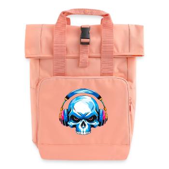 Skull mit kopfhörer - Rolltop Rucksack mit zwei Griffen - Chintzrosa - Vorne