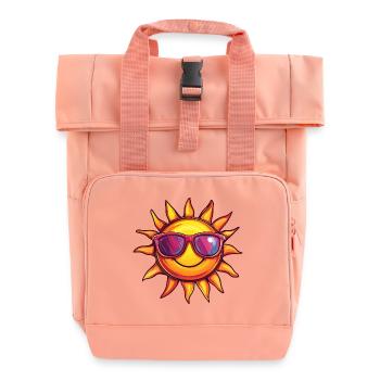 soleil souriant, visage heureux cartoon, lunette - Sac à dos Roll Top à deux anses - rose liberty - Devant