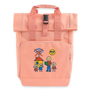 No Wi-Fi, no pity - Roll Top Backpack with Two Handles - chintz rose - Front