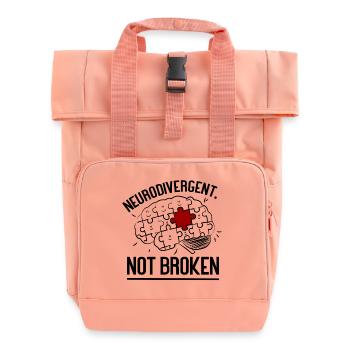 Neurodivergent Not Broken – Strong Mind Statement - Roll Top Backpack with Two Handles - chintz rose - Front
