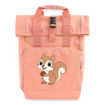 Baby Cartoon Eichhörnchen hält eine Haselnuss (v02) - Rolltop Rucksack mit zwei Griffen - Chintzrosa - Vorne