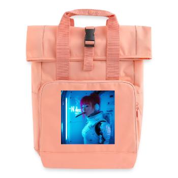 N-dless Nights: Spaceship Captain smoking a cigar - Roll Top Backpack with Two Handles - chintz rose - Front