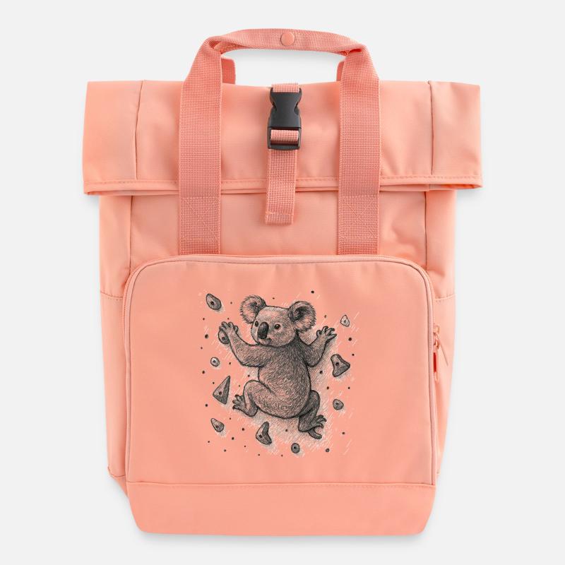 Bouldern Koala Bär Klettern Zeichnung Geschenk - Rolltop Rucksack mit zwei Griffen - Chintzrosa