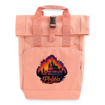 Prag Praha Stadt Tschechien Silhouette Geschenk - Rolltop Rucksack mit zwei Griffen - Chintzrosa - Vorne