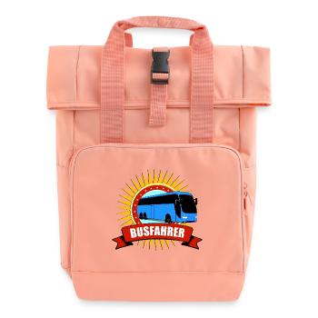 Bus Driver Fun Motif with Sunbeams - Roll Top Backpack with Two Handles - chintz rose - Front