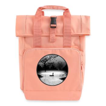 Anglers in a quiet natural setting – silhouette style - Roll Top Backpack with Two Handles - chintz rose - Front