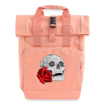 menschenschädel, rosenblüte, goth - Rolltop Rucksack mit zwei Griffen - Chintzrosa - Vorne