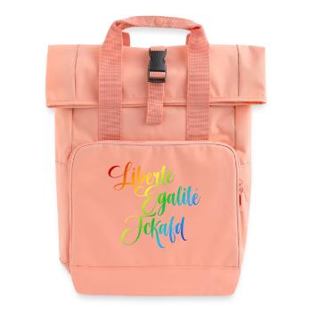 Rainbow Liberté Égalité Fraternité - Roll Top Backpack with Two Handles - chintz rose - Front