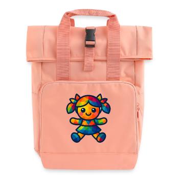 WPAP Polygon Kawaii Style Baby Doll - Roll Top Backpack with Two Handles - chintz rose - Front