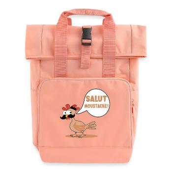 HENS CHICKENS HI MUSTACHE - Roll Top Backpack with Two Handles - chintz rose - Front