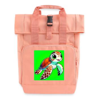 turtle - Roll Top Backpack with Two Handles - chintz rose - Front