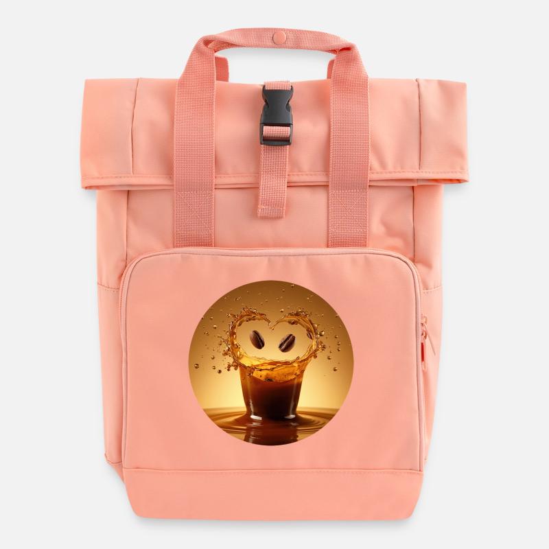 Coffee joy in the water splash - Roll Top Backpack with Two Handles - chintz rose