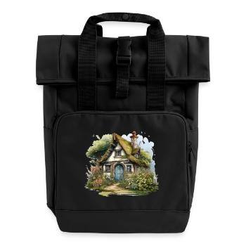 Märchenhaftes Cottage mit Wildgarten - Rolltop Rucksack mit zwei Griffen - Schwarz - Vorne