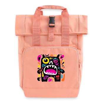 Buntes, ausdrucksstarkes Monster-Design - Rolltop Rucksack mit zwei Griffen - Chintzrosa - Vorne