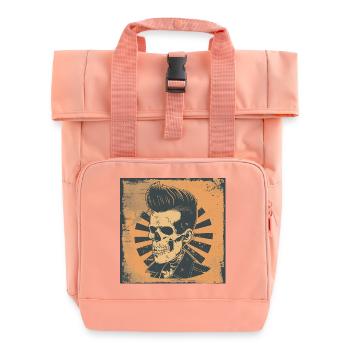 Hip Skull with Rockabilly Style - Roll Top Backpack with Two Handles - chintz rose - Front
