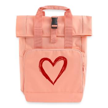 Joli cœur rouge dessiné à la main - Sac à dos Roll Top à deux anses - rose liberty - Devant