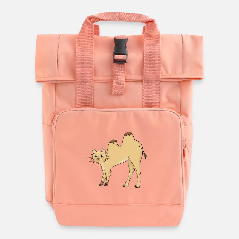 Cat-meau - Roll Top Backpack with Two Handles - chintz rose