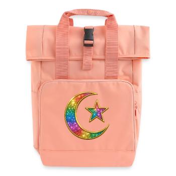 Musulman | Islam Arc-en-ciel Lune céleste et étoile Pin - Sac à dos Roll Top à deux anses - rose liberty - Devant
