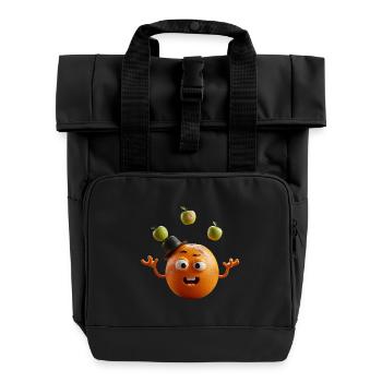 Verspieltes Orange - Rolltop Rucksack mit zwei Griffen - Schwarz - Vorne