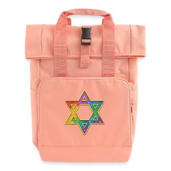 Rainbow Star Decor - Roll Top Backpack with Two Handles - chintz rose - Front