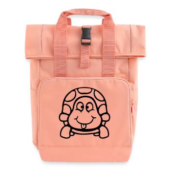 Turtle Tongue Sticking Out Naughty Funny Cool - Roll Top Backpack with Two Handles - chintz rose - Front