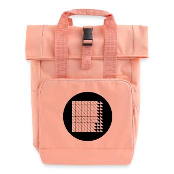 Cyberpunk Glitch Grid - Roll Top Backpack with Two Handles - chintz rose - Front